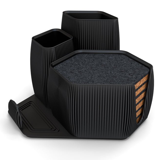 Declutter in Style – Modern 3D Printed Organizer with 6 Handmade Coasters