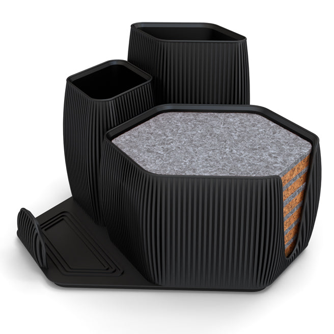 Declutter in Style – Modern 3D Printed Organizer with 6 Handmade Coasters