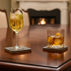 6 Square Cork & Felt Coasters in Antique Style Terracotta