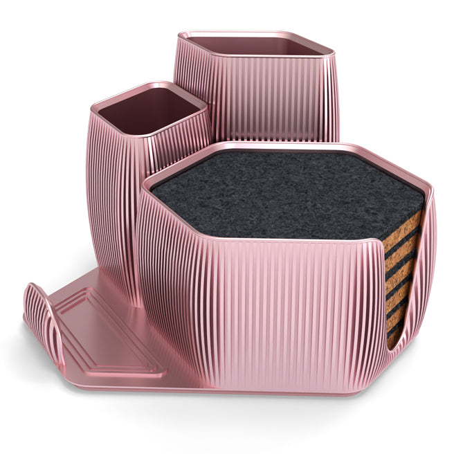 Declutter in Style – Modern 3D Printed Organizer with 6 Handmade Coasters