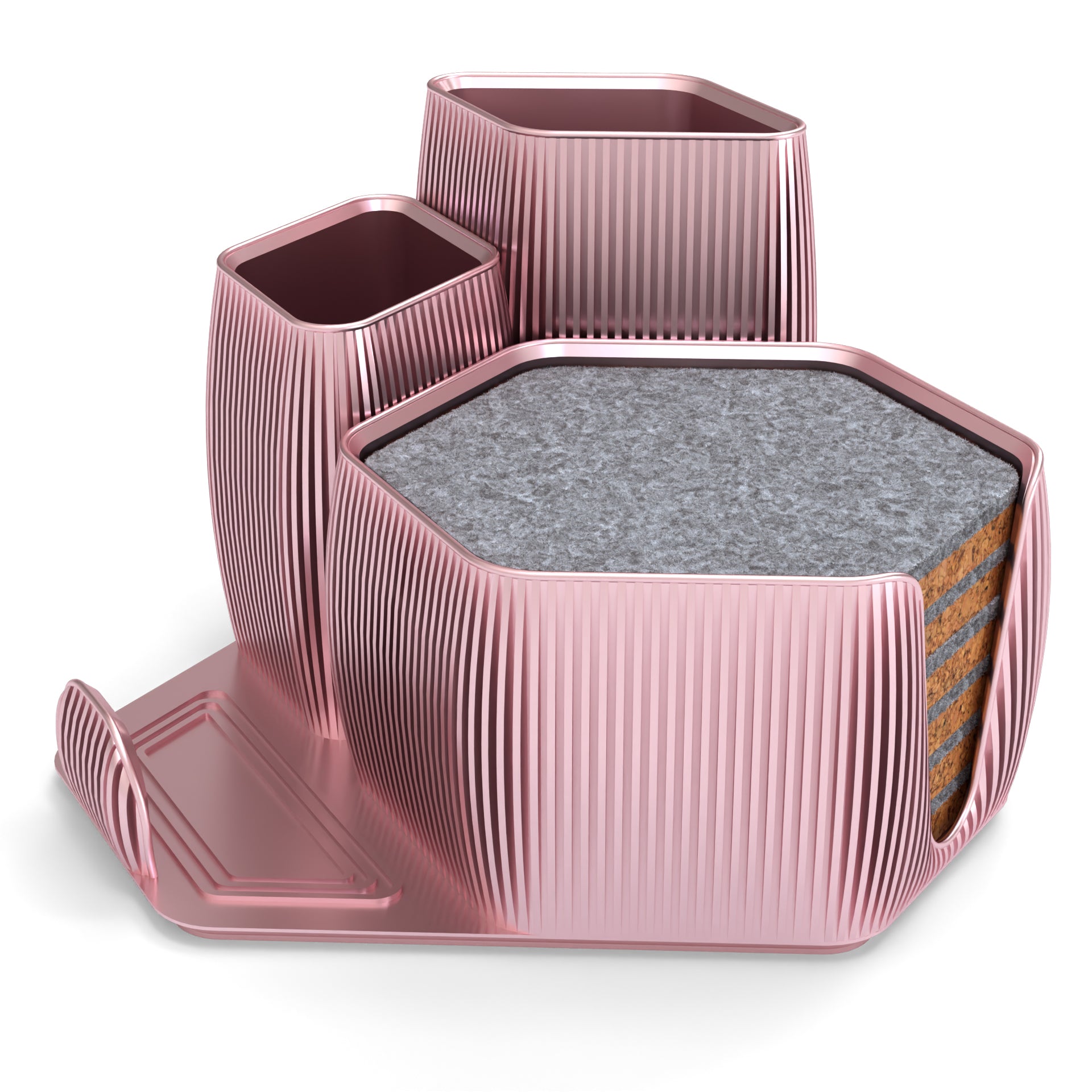 Declutter in Style – Modern 3D Printed Organizer with 6 Handmade Coasters