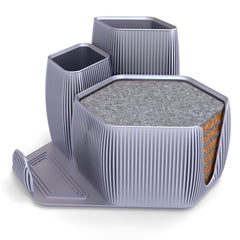 Declutter in Style – Modern 3D Printed Organizer with 6 Handmade Coasters