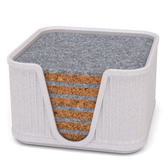 6 Square Cork & Felt Coasters in Antique Style White Marble