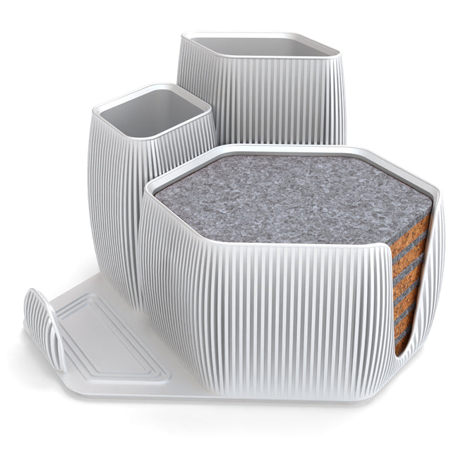 Declutter in Style – Modern 3D Printed Organizer with 6 Handmade Coasters