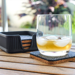 6 Hexagonal Cork & Felt Coasters in Ripple Style Silk White