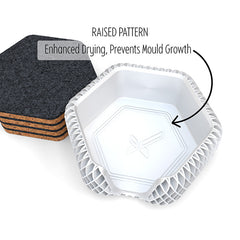 4 Hexagonal Cork & Felt Coasters in Diamond Style Silk White