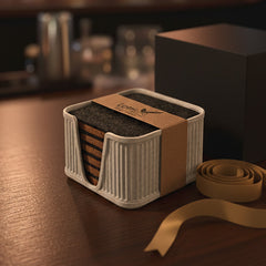6 Square Cork & Felt Coasters in Antique Style Terracotta